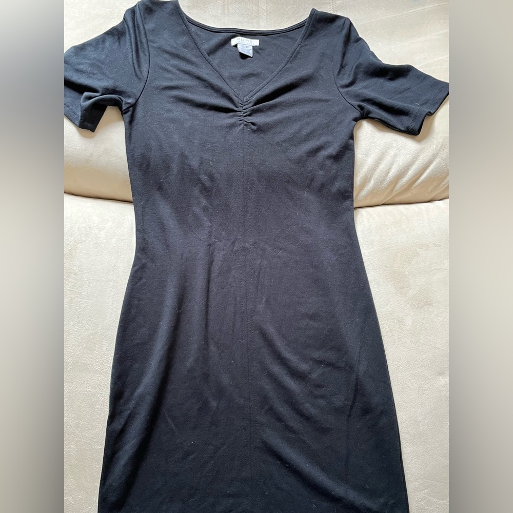 ALFRED SUNG Cotton Blend Stretch Black Jersey Midi Dress